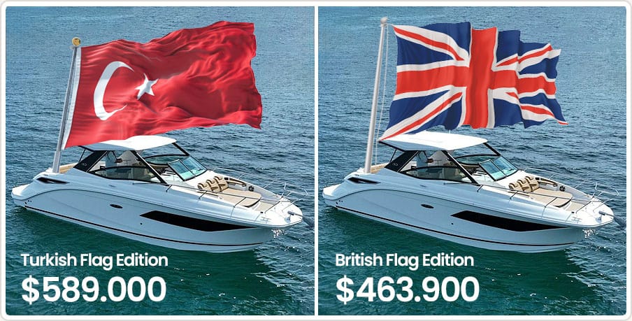 ABD ve Türkiye tekne fiyat karşılaştırması — 32 ft Sea Ray Sundancer